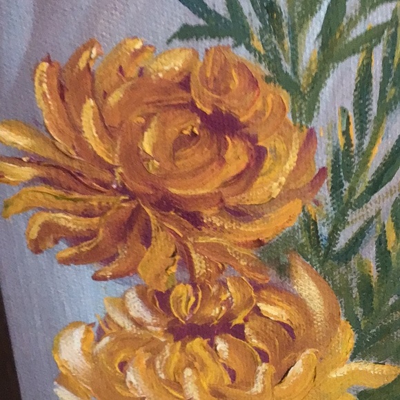 Vintage floral framed dinged oil painting. - Picture 2 of 11